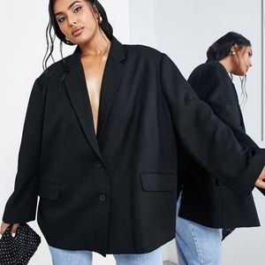 ASOS EDITION Curve oversized mansy blazer in black